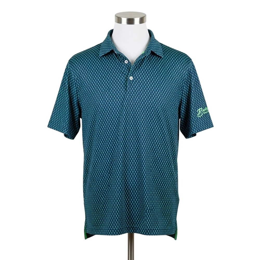 Donald Ross Mens Classic Fit Short Sleeve Navy Green Seahorse Polo Shirt Size M